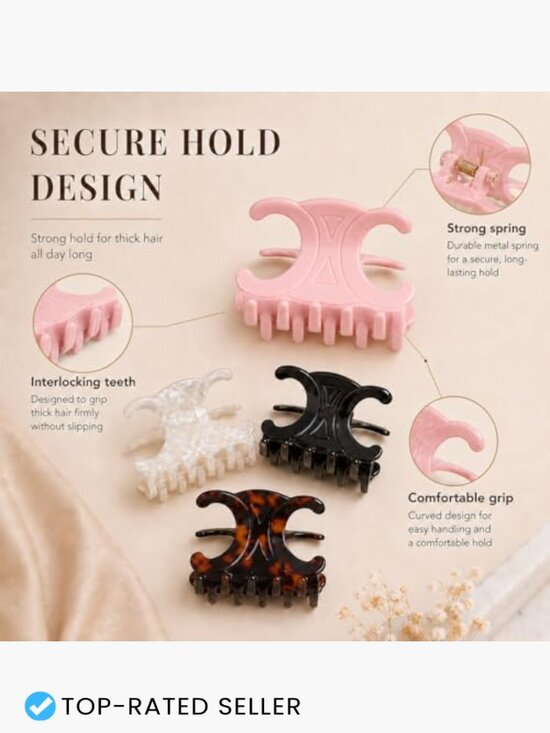 Acetate Butterfly Hair Claws 4 Pack Medium Durable Secure Hold Clips main image 7